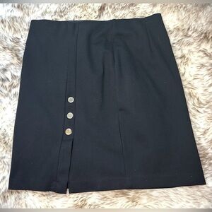 Women’s Size 12P Black Skirt ANNE KLEIN with Gold Buttons